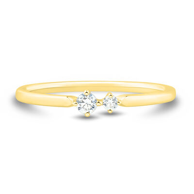 Lab Grown Diamond Round Two-Stone Ring in 10K Yellow Gold (1/10 ct. tw,)