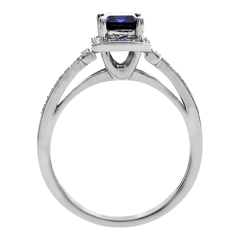 Sapphire &amp; 1/5 ct. tw. Diamond Ring in 10K White Gold