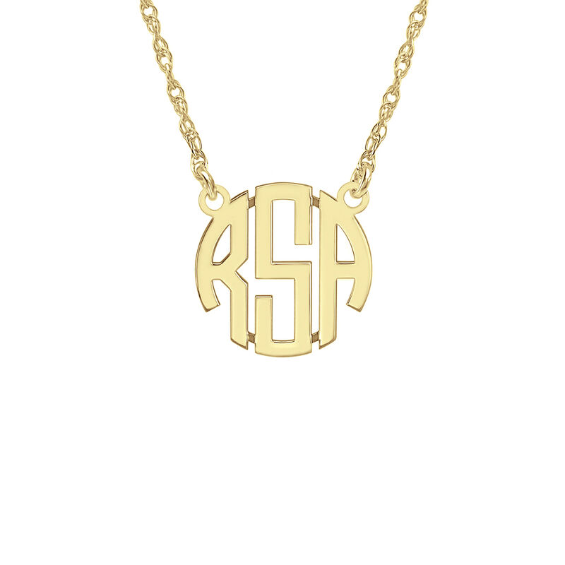 Block Letter Monogram Necklace in 14K Yellow Gold