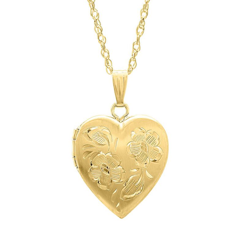 Engraved Heart Locket in 14K Yellow Gold