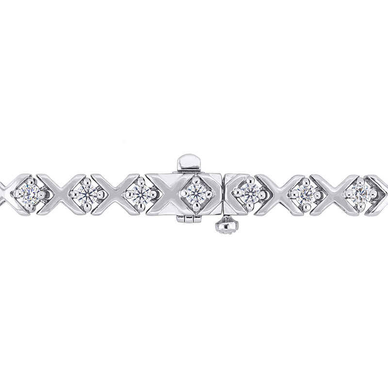 XOXO Bracelet with Moissanite Gemstones in Sterling Silver