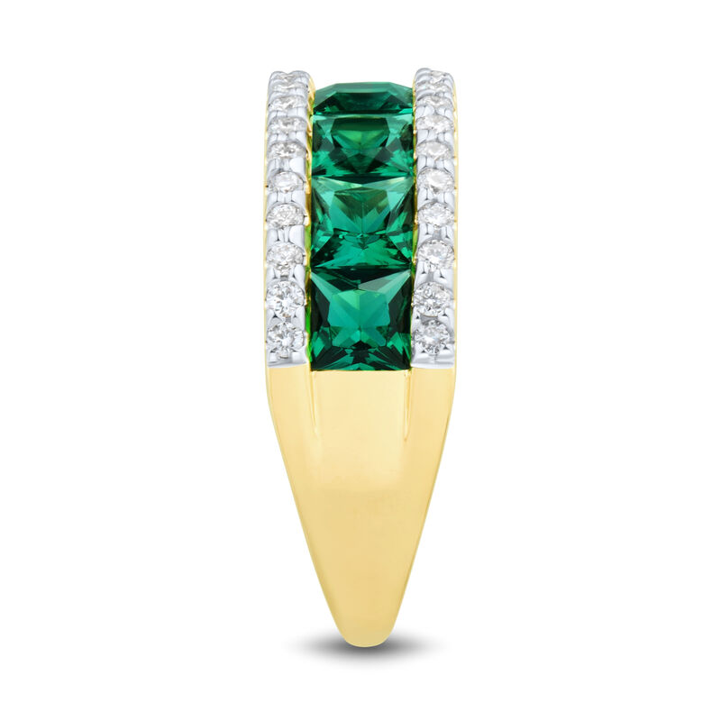 Lab-Created Emerald &amp; Lab Grown Diamond Band in 10K Yellow Gold &#40;3/8 ct. tw.&#41;