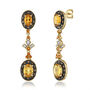 Citrine Earrings with Brown Topaz &amp; Diamond Accent in 10K Yellow Gold