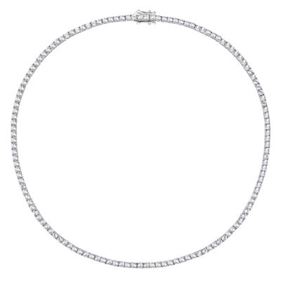 Lab-Created White Sapphire Tennis Necklace in Sterling Silver