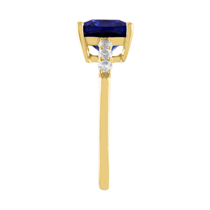 Cushion Lab Created Blue Sapphire Ring in 10K Yellow Gold