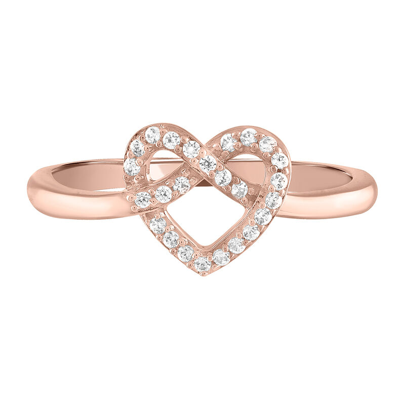 Diamond Knotted Heart Ring in 10K Rose Gold &#40;1/10 ct. tw.&#41;