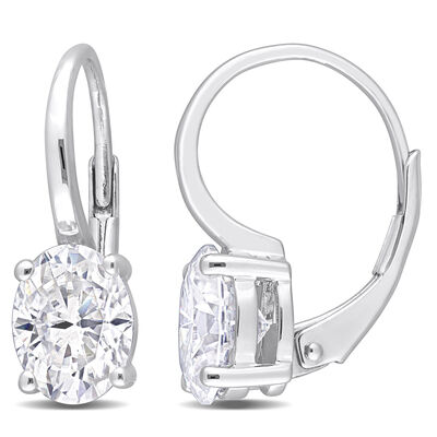 Lab-Created Moissanite Oval Earrings in Sterling Silver (2 1/2 ct. tw.)