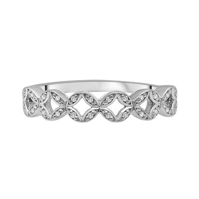 Diamond Scalloped Stack Band in 10K White Gold