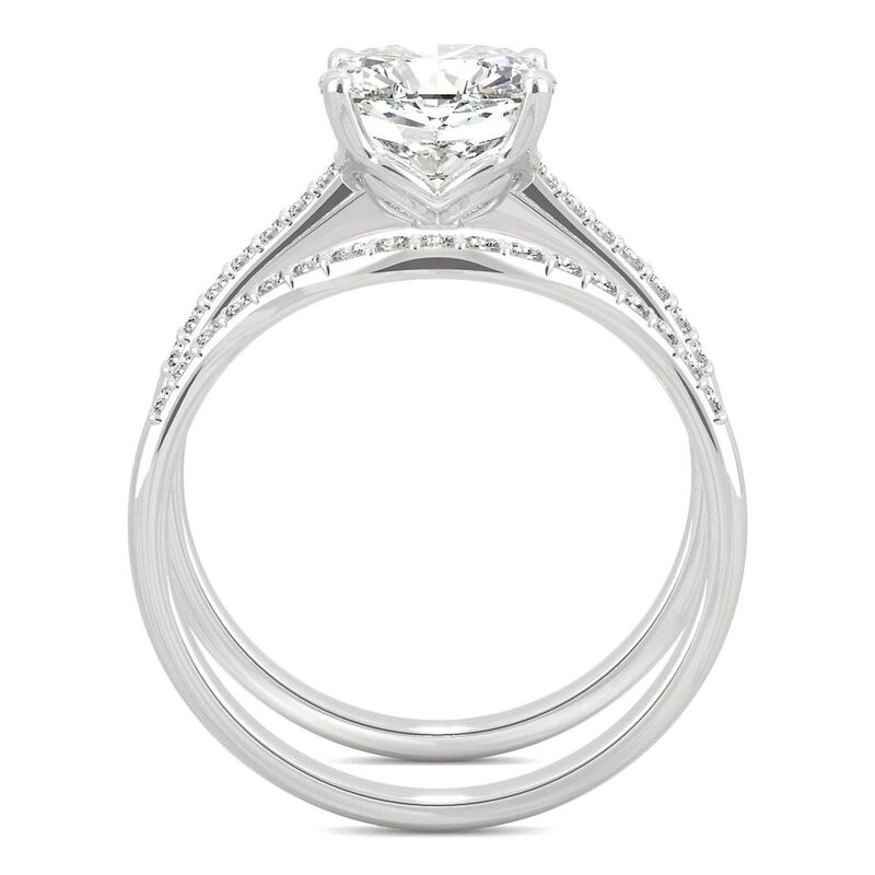 Cushion-Cut Moissanite Ring Set in 14K White Gold &#40;2 5/8 ct. tw.&#41;