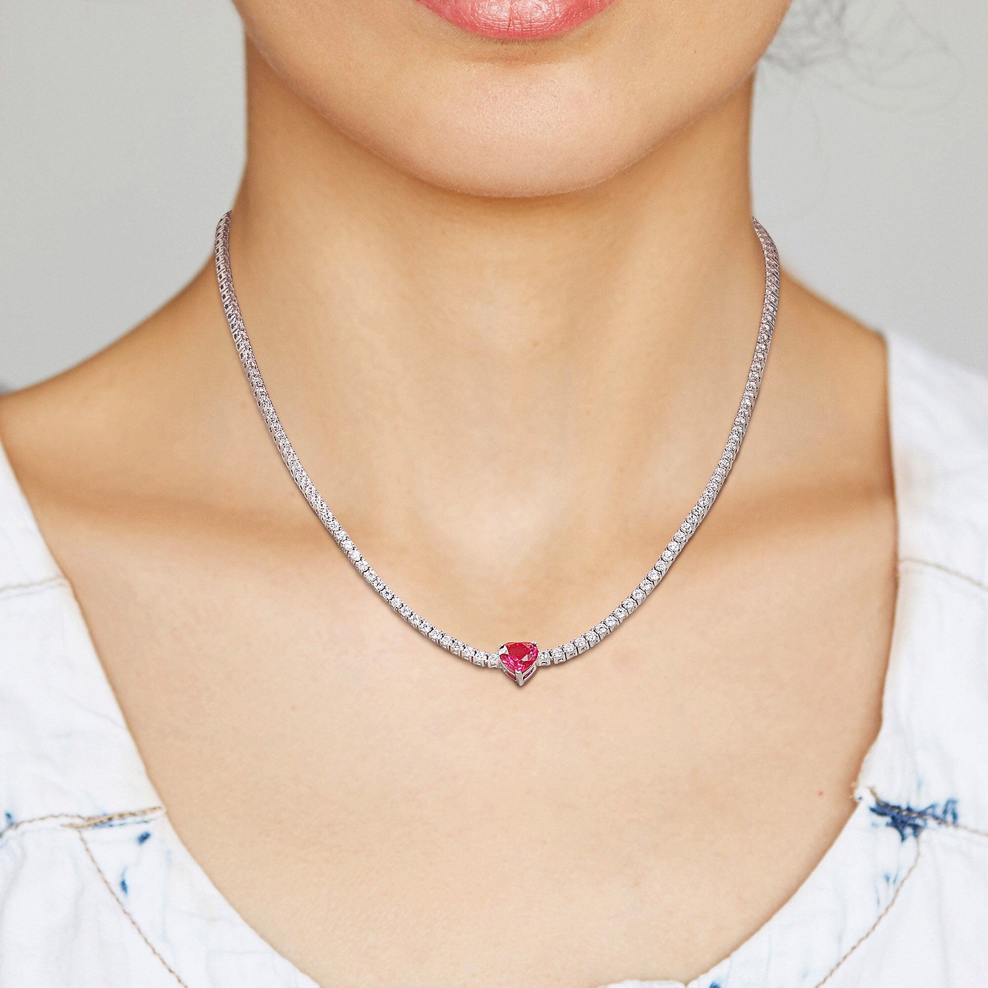 14K Gold over Silver Lab-Created Ruby and Pink & White Lab-Created Sapphire  Flower Pendant Necklace-JCPenney
