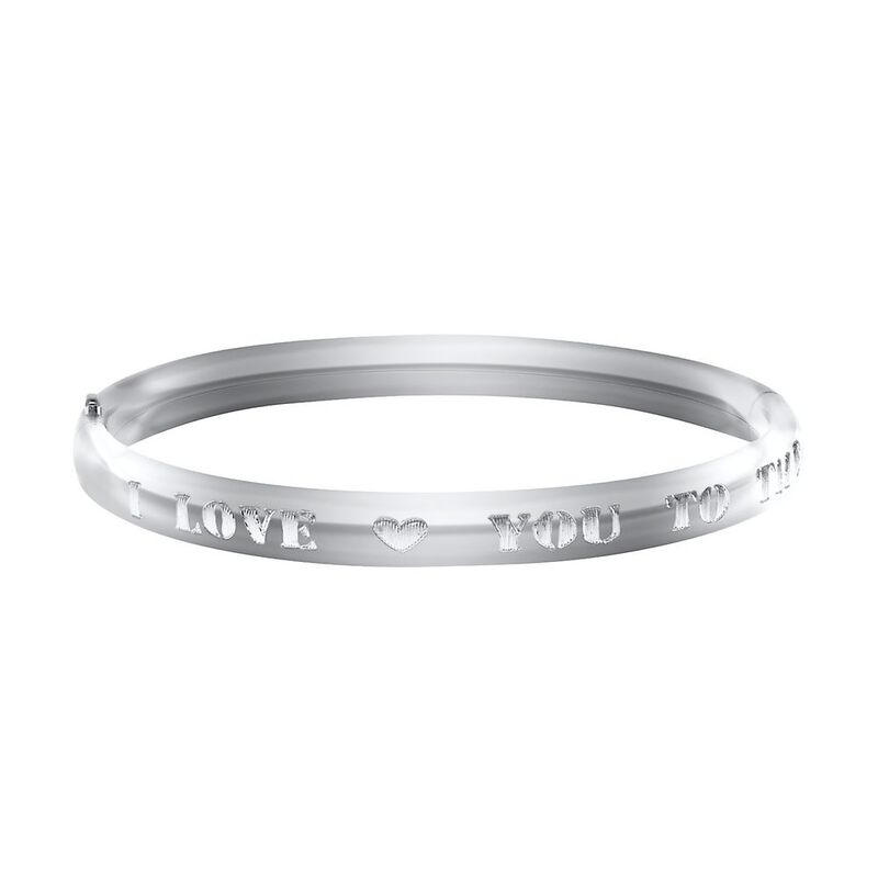 Children&#39;s &quot;I &amp;&#35;9829; You To The Moon And Back&quot; Bangle Bracelet in Sterling Silver