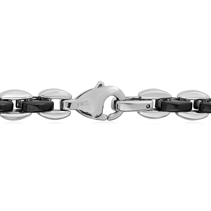 Men&rsquo;s Two-Tone Chain in Black Ion-Plated &amp; White Stainless Steel, 7mm, 24&rdquo;