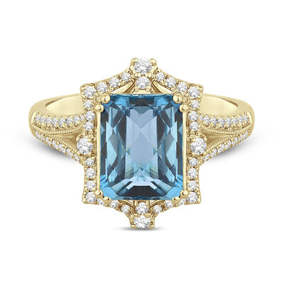 Blue Topaz Engagement Ring with Diamonds (1/3 ct. tw.)