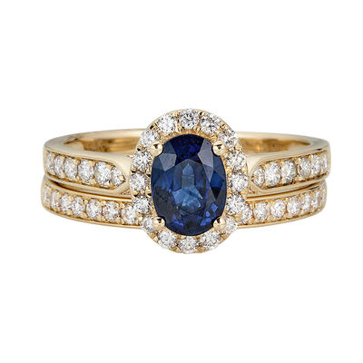 Sapphire & 1/2 ct. tw. Diamond Engagement Ring Set in 14K Yellow Gold