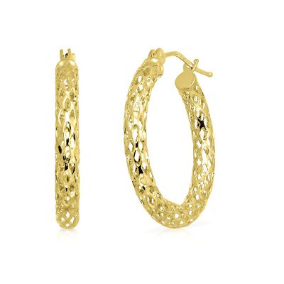 Pierced Tube Hoop Earrings in 14K Yellow Gold