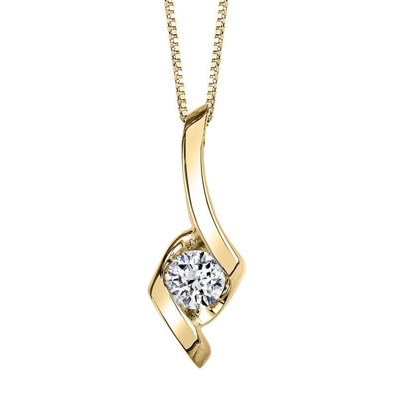 Solitaire Diamond Pendant in 14K Yellow Gold &#40;1/10 ct. tw.&#41; 