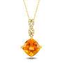 Citrine and Diamond Accent Pendant in 10K Yellow Gold 