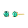 Round Emerald Stud Earrings in 14K Yellow Gold