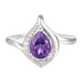 Pear-Shaped Amethyst &amp; Lab Created White Sapphire Earring, Pendant &amp; Ring Set in Sterling Silver