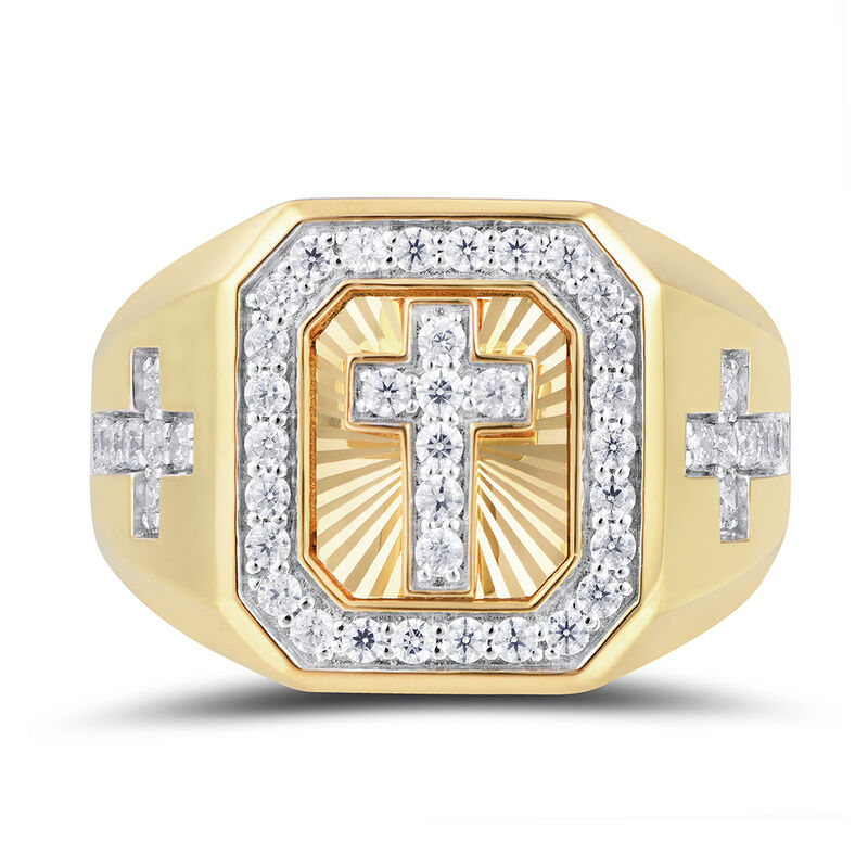 Men&rsquo;s Diamond Cross Ring in 10K Yellow Gold &#40;3/4 ct. tw.&#41;