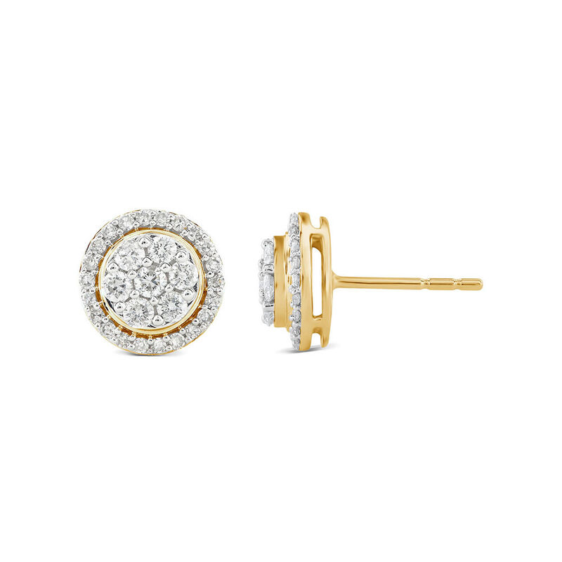 Round Diamond Cluster Stud Earrings in 14K Yellow Gold &#40;1/2 ct. tw.&#41;