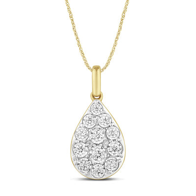 Lab Grown Diamond Pear-Shaped Pendant in 10K Yellow Gold (1/3 ct. tw.)