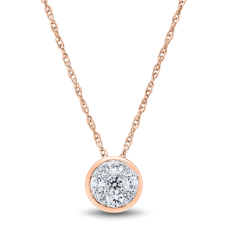 Lab Grown Diamond Necklace with Bezel Setting in 10K Rose Gold &#40;1/3 ct. tw.&#41;