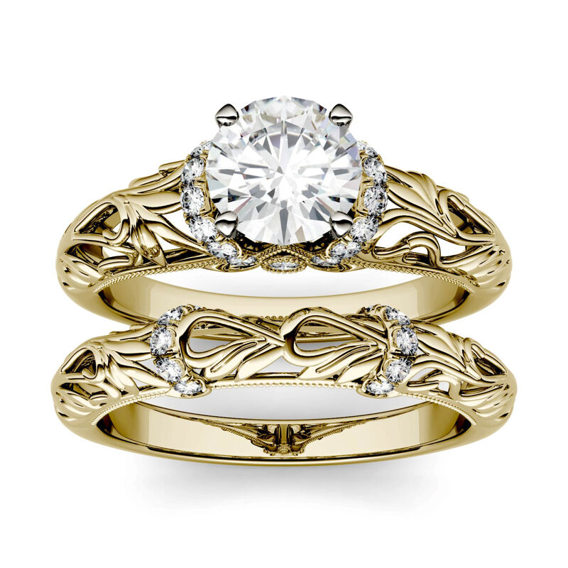 Lab-Created Moissanite Engagement Ring Set in 14K Yellow Gold &#40;1-1/4 ct. tw.&#41;