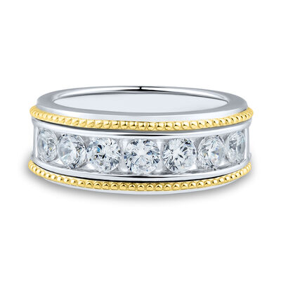 Men’s Lab Grown Diamond Band in 10K White and Yellow Gold (1 1/2 ct. tw.) 