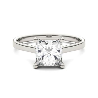 Moissanite Solitaire Ring with Princess Cut in 14K White Gold (1 4/5 ct.)