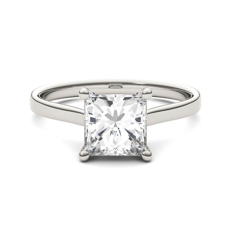 Moissanite Solitaire Ring with Princess Cut