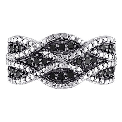 Black Diamond Woven Ring in Sterling Silver (1/4 ct. tw.)
