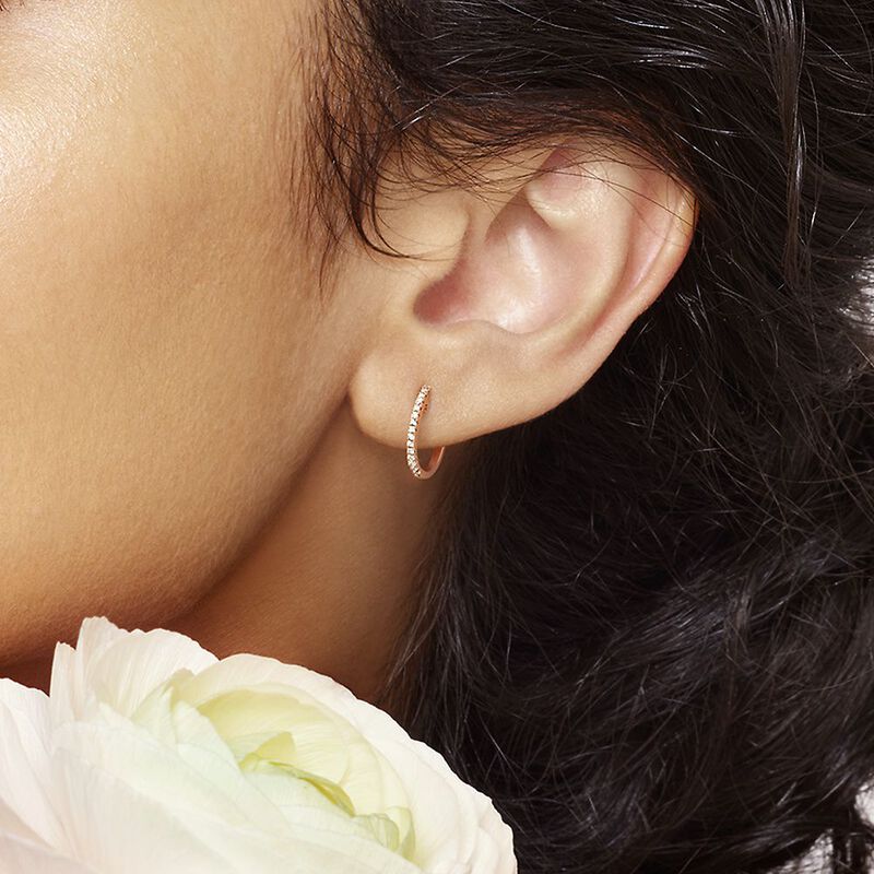1/10 ct. tw. Diamond Huggie Hoop Earrings in 14K Rose Gold
