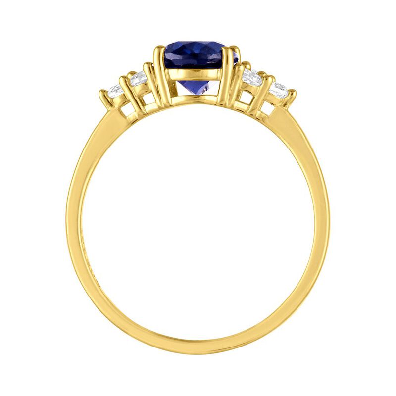 Lab Created Blue &amp; White Sapphire Ring in 10K Yellow Gold