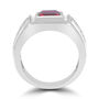 Men&#39;s Lab-Created Ruby Ring with Diamond Accents in Sterling Silver