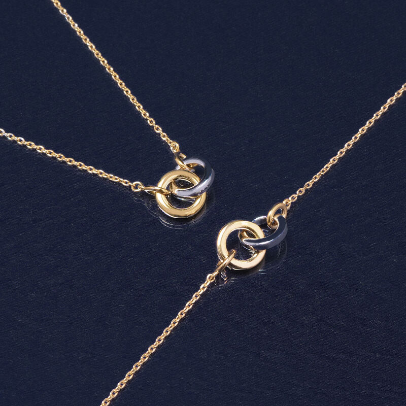 Two-Tone Linked Circle Necklace in Vermeil