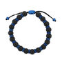 Men&rsquo;s Onyx Bead Bolo Bracelet in Blue Ion-Plated Stainless Steel