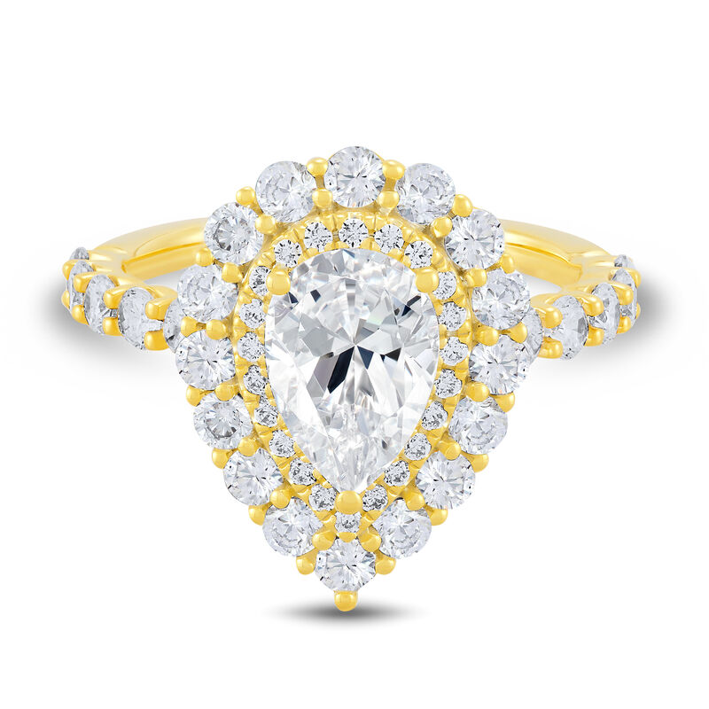 Pear-Shaped Lab Grown Diamond Halo Engagement Ring in 14K Gold &#40;3 ct. tw.&#41;