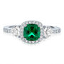 Lab-Created Emerald and Lab-Created White Sapphire Halo Ring in Sterling Silver