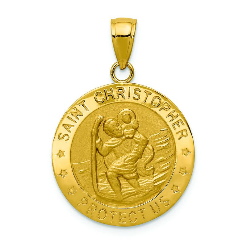 St. Christopher Medal Charm in 14K Yellow Gold