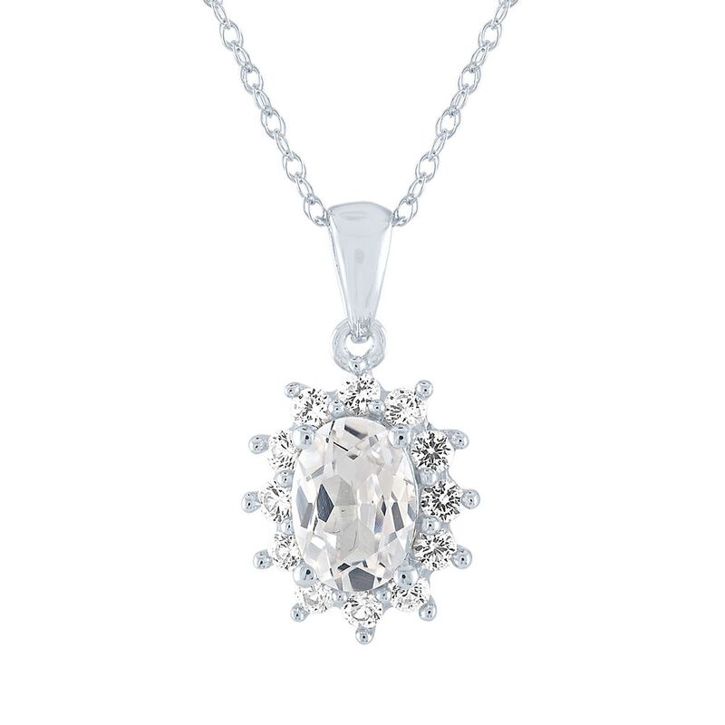 Lab Created White Sapphire Pendant in 10K White Gold