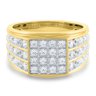 Men’s Lab Grown Diamond Ring in 10K Yellow Gold ( 1 ½ ct. tw.)