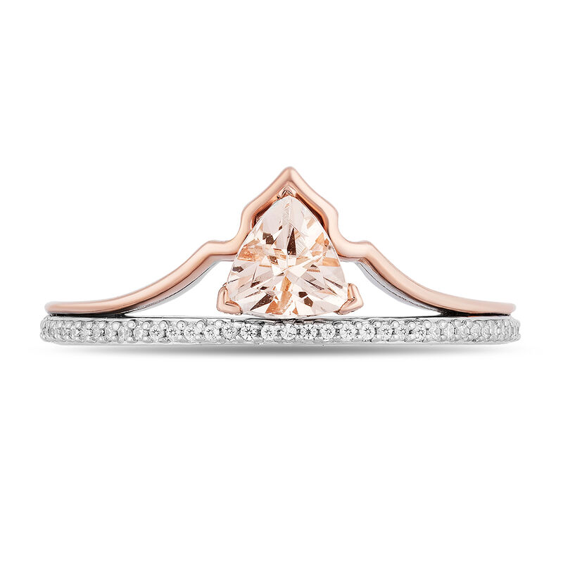 Aurora Morganite &amp; Diamond Tiara Ring in Sterling Silver &amp; 10K Rose Gold