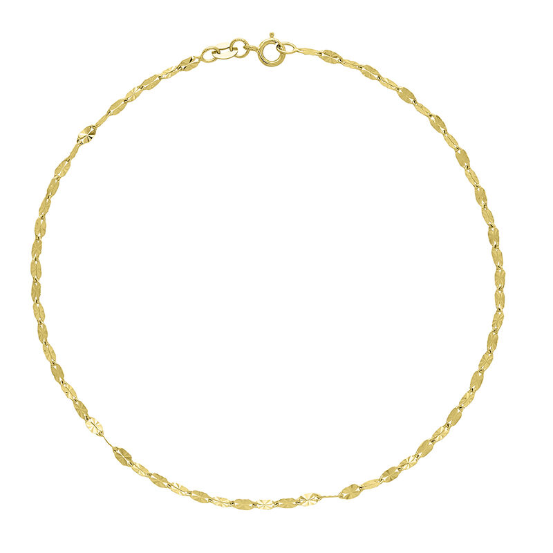 Anklet with Mirror Links in 14K Yellow Gold