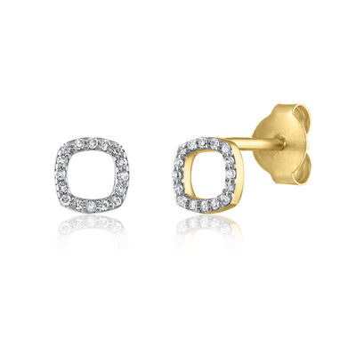 Diamond Accent Cushion-Shaped Earrings in 14K Yellow Gold