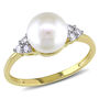 Freshwater Pearl &amp; 1/8 ct. tw. Diamond Ring in 10K Yellow Gold