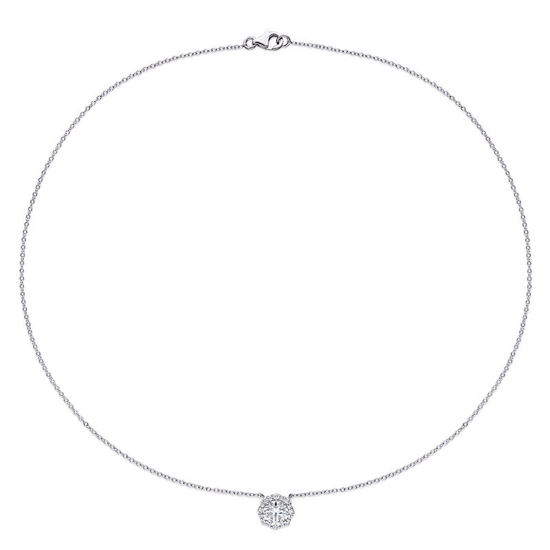 Moissanite Halo Necklace in Sterling Silver &#40;1 1/2 ct. tw.&#41;