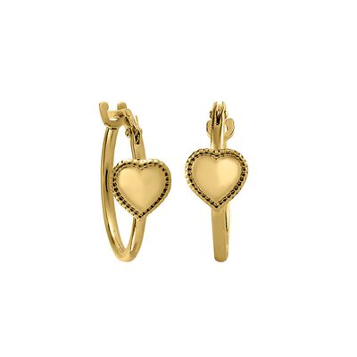 Children's Heart Hoop Earrings in 14K Yellow Gold