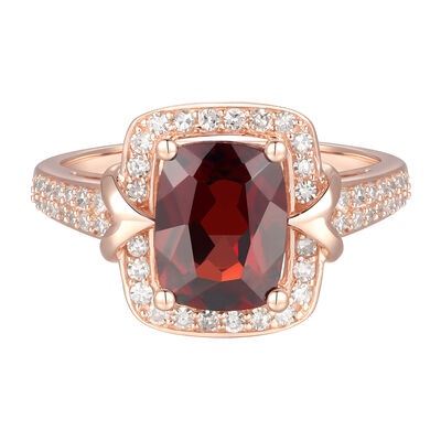 Garnet & 1/3 ct. tw. Diamond Ring in 10K Rose Gold