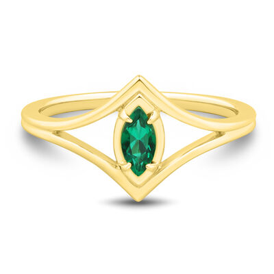Lab-Created Emerald Marquise-Cut Ring in Vermeil